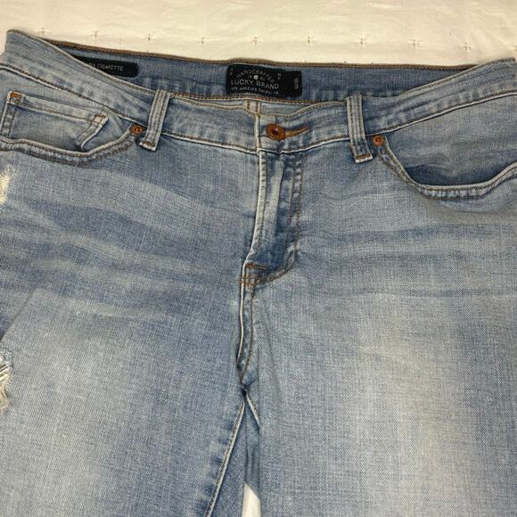 Lucky Brand Sienna Cigarette Distressed Jeans Mid Rise Women's 10/30 Light Blue - Picture 4 of 12